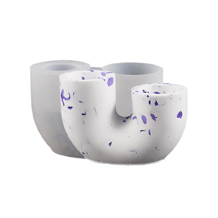 U-shape Candlestick Silicone Mold DIY Cement Candle Holder Gypsum Crystal Epoxy Resin Mould DIY Home Desktop Handicrafts