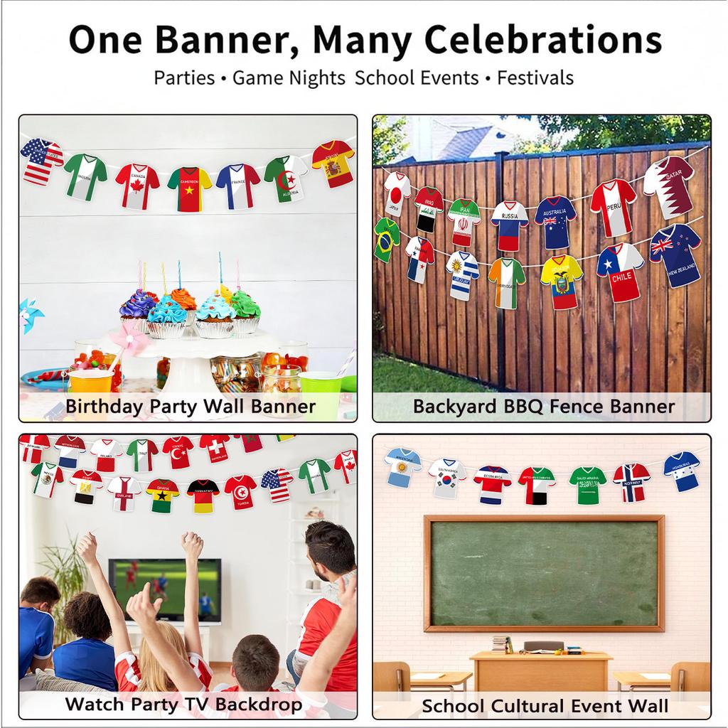 World Cup Theme Pennant Banner Set for Bars Parties Décor Outdoor Decoration Props 3M
