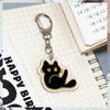 Black Color Acrylic Keychain Cat Design Bag Charm Pendant Decorative Keychain  For Phone