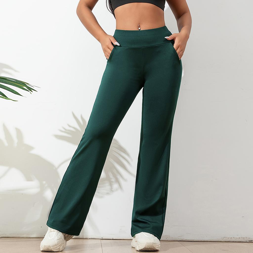 Damskie legginsy z wysokim stanem, bootcut, spodnie do jogi - legginsy dzwony