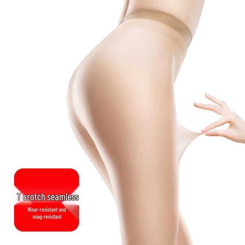 Ultra-Thin Black Seamless T-Crotch Pantyhose - Women's Summer Knee-High Stockings, Anti-Ladder Sheer and Invisible.