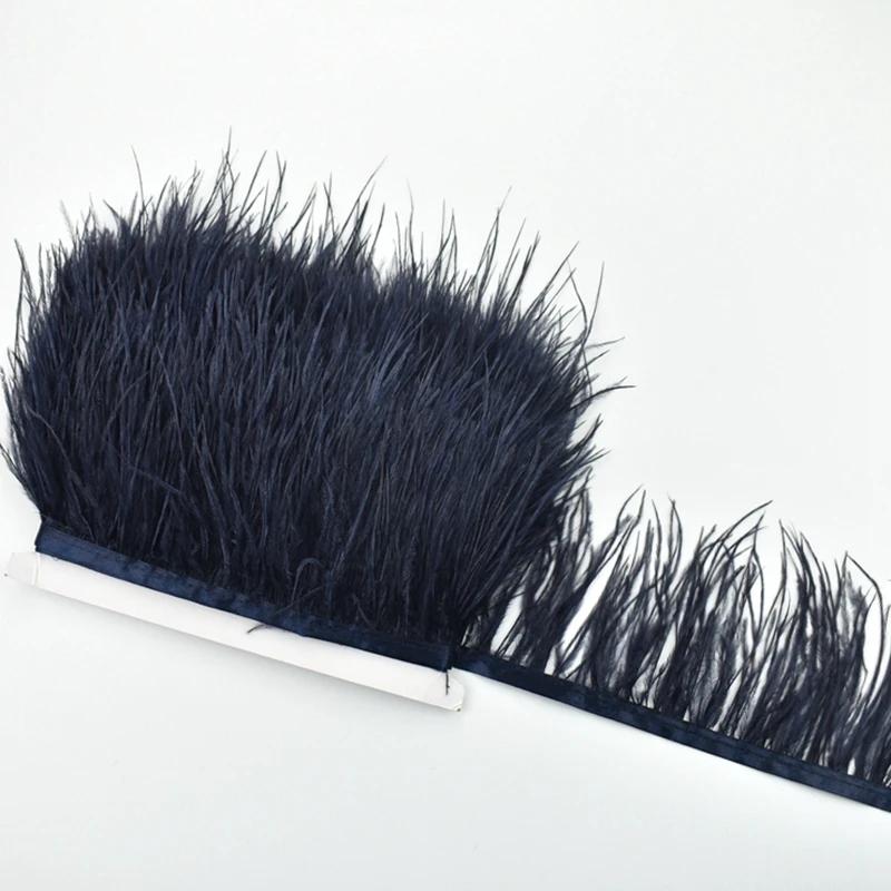1M 5M 10Meter 8-10Cm Black Ostrich Feather  Trims Natural White Ostrich Feather For Craft Ribbon Fringe For Skirt Party Clothing