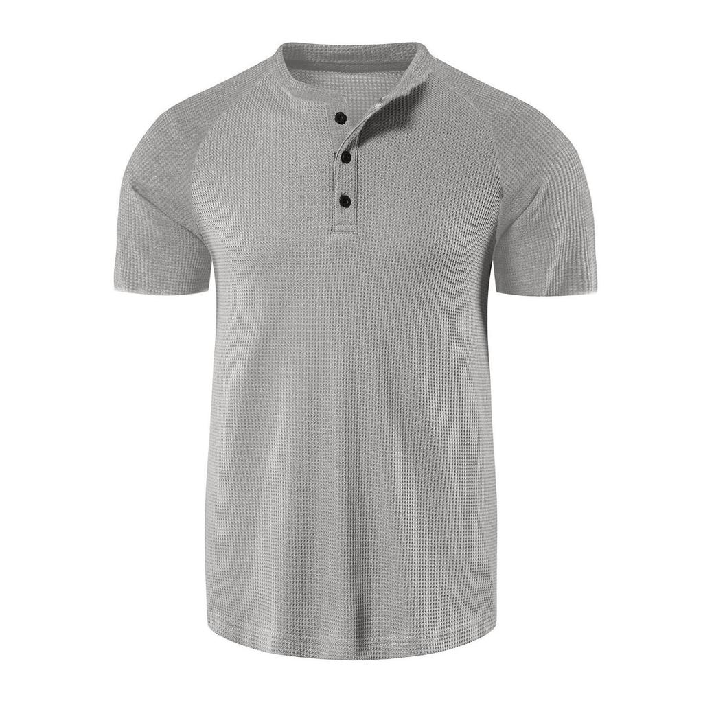 Men's Color Block Casual Sports Short Sleeved Raglan Sleeved T-shirt With Buttons