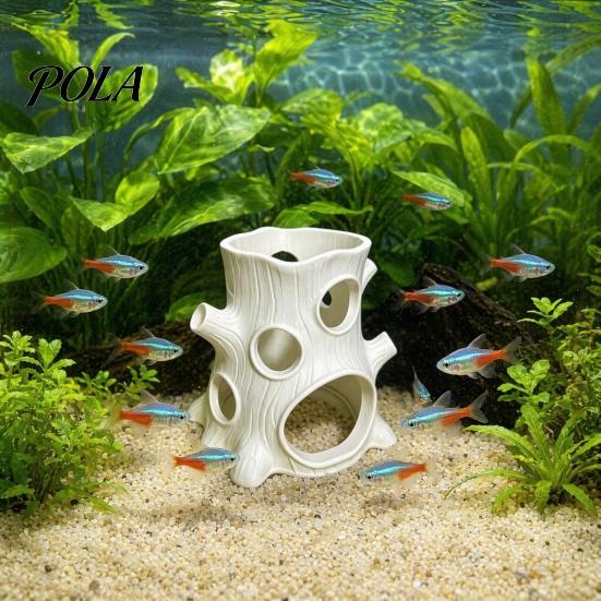 High Quality Fish House Cave 2Pcs 3D Printed Aquarium Tree Stump Shelter, Tank Landscaping Creative Ornaments, Multiple Holes Hiding for Artistic