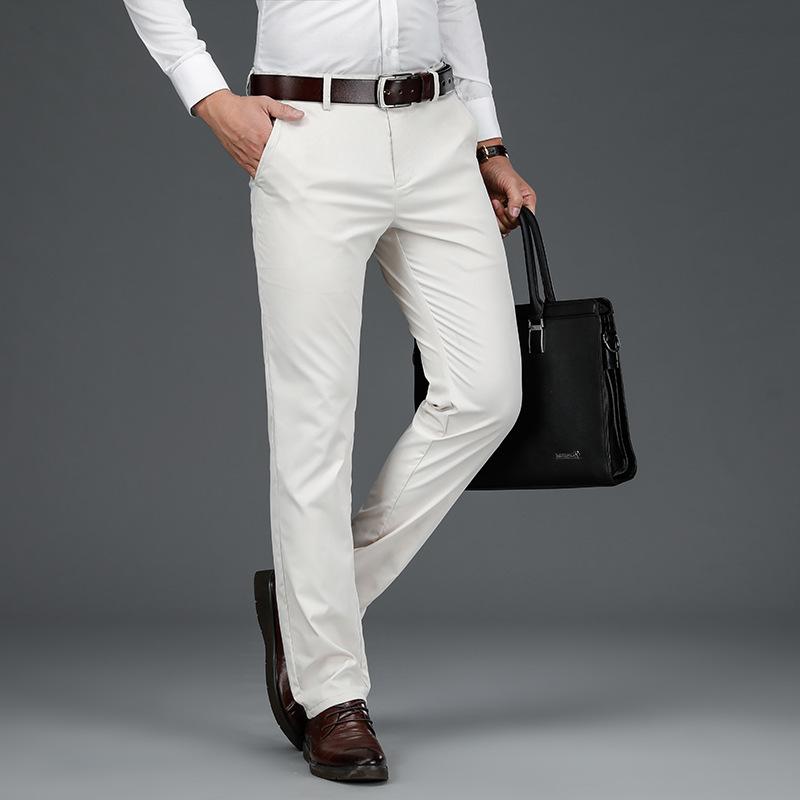 Pantalones Casuales Elásticos para Hombres de Negocios Pantalones Rectos Delgados y Cómodos para Hombres Pantalones Sueltos Suaves y Transpirables de Calidad para Hombres