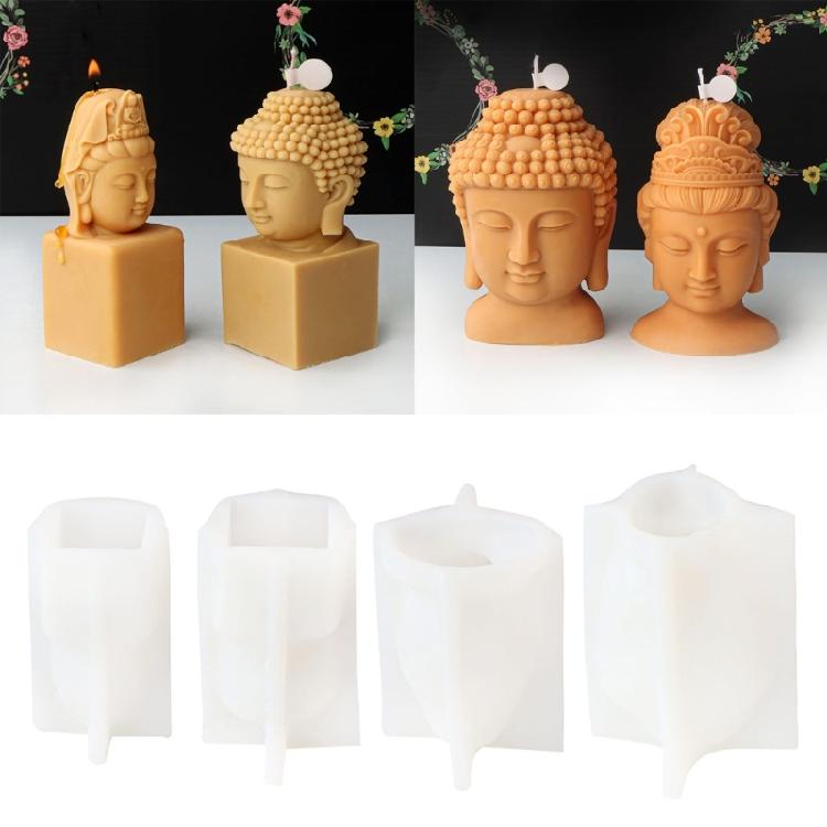 Silicone Candle Mold Avalokitesvara Buddhas Head Epoxy Gypsum Mould for Resin