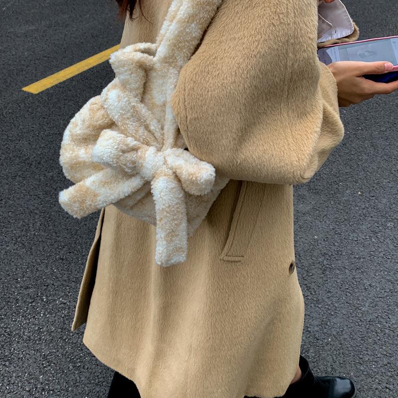 2025 Autumn/Winter Plush Bow Shoulder Bag - Sweet, Versatile, Multi-color Handbag