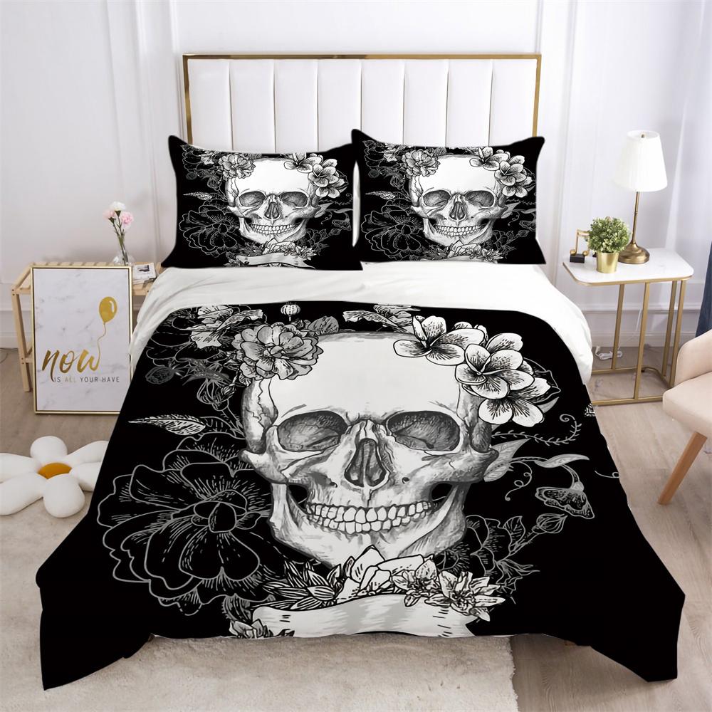 Narzuty na łóżka z nadrukiem czaszki 3D, rozmiar pojedynczy, poliester, projekt pościeli, miękkie, wysokiej jakości tekstylia domowe