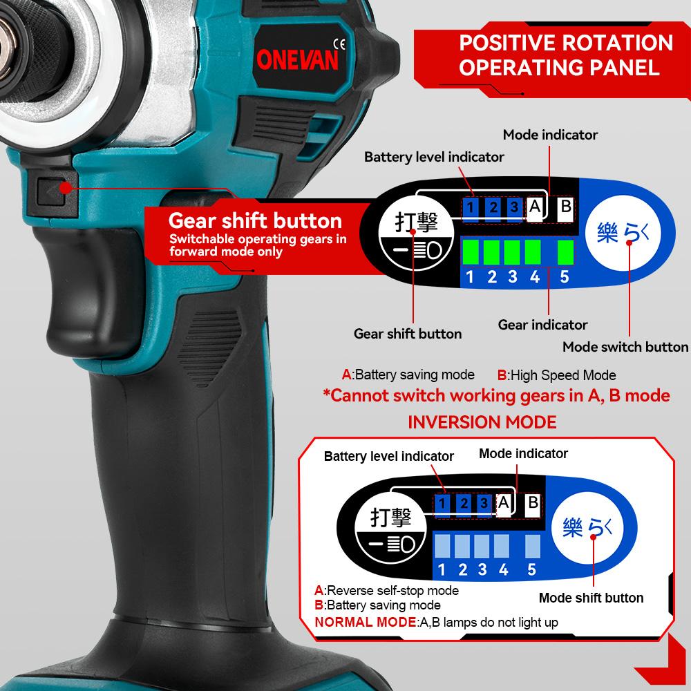 600N.m Brushless Electric Screwdriver Cordless 5-Speed Electric Impact Drill Rechargeable Power Tools Kit For 21V 18V Battery