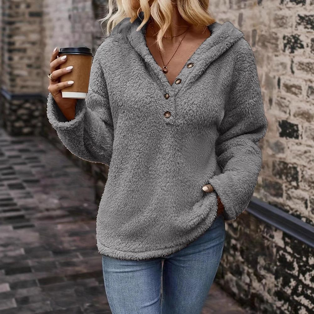 New Women's Casual Hooded Long-sleeved Pullover Pure Multi-color Women's Plush Warm Jacket