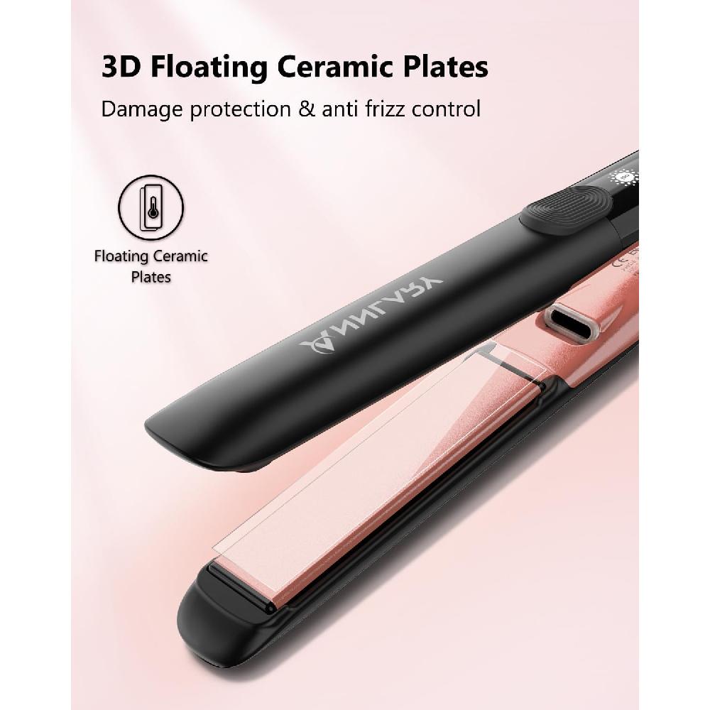 Haarglätter, 2,5 cm Glätteisen, Haarglätter und Lockenstab 2 in 1, professionelles Keramik-Ionen-Glätteisen mit Doppelspannung und Anti-Bügel-Silikon