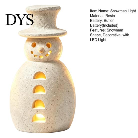 Snowman Figurine with LED Lights Christmas Decorative Light, Light-up Hollow Figurine, Festive Decor Resin Night Lamp for Holiday Party Tabletop