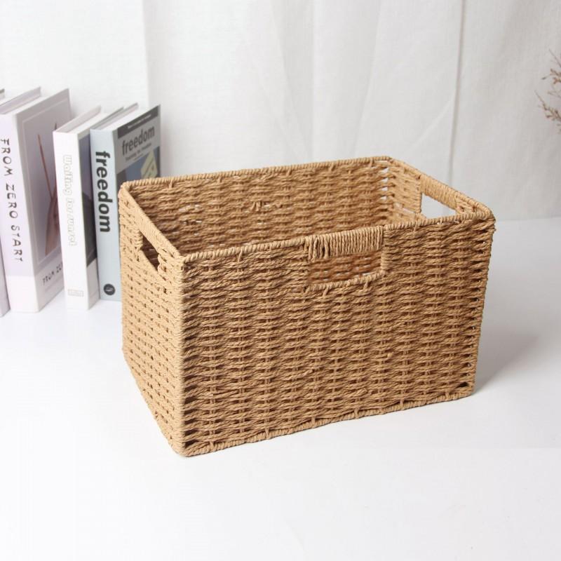 Foldable Wabi-Sabi Style Paper Rope Storage Basket Closet Living Room Bedroom Organizing