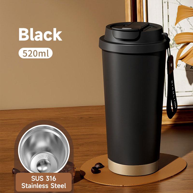 

520 мл модная кофейная кружка из нержавеющей стали 316 бутылка для воды горячая и холодная термос портативная кружка для путешествий на открытом воздухе 520ml чёрный