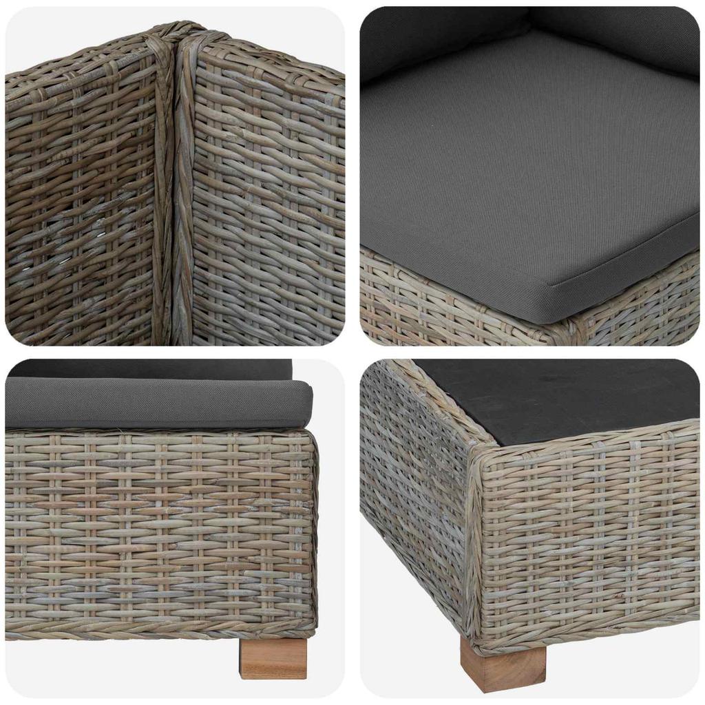 Corner Sofa with Cushions GENDT Natural Kubu Rattan Gray
