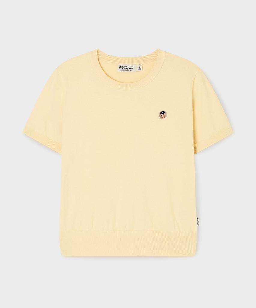 Who.A.U Steve R-Neck Plain Short Sleeve Sweater/Whkag2425F
