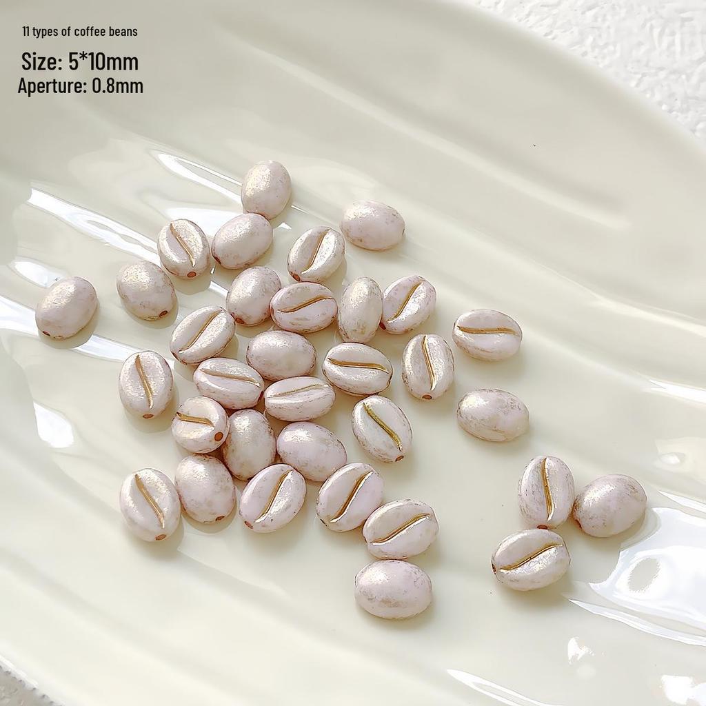 Picasso-Style Acrylic Coffee Bean Czech Beads for DIY Bracelets & Rings