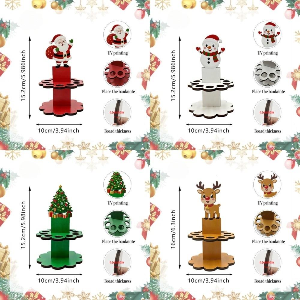 10 Holes Money Dispenser Wooden Xmas Gift Snowman Christmas Cash Holder Festive Occasions