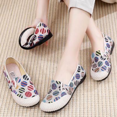 Frühling und Sommer alte Pekinger Stoffschuhe Damen atmungsaktive Leinen Fischer Schuhe ein Pedal Mutterschuhe flache Slipper einzelne Schuhe