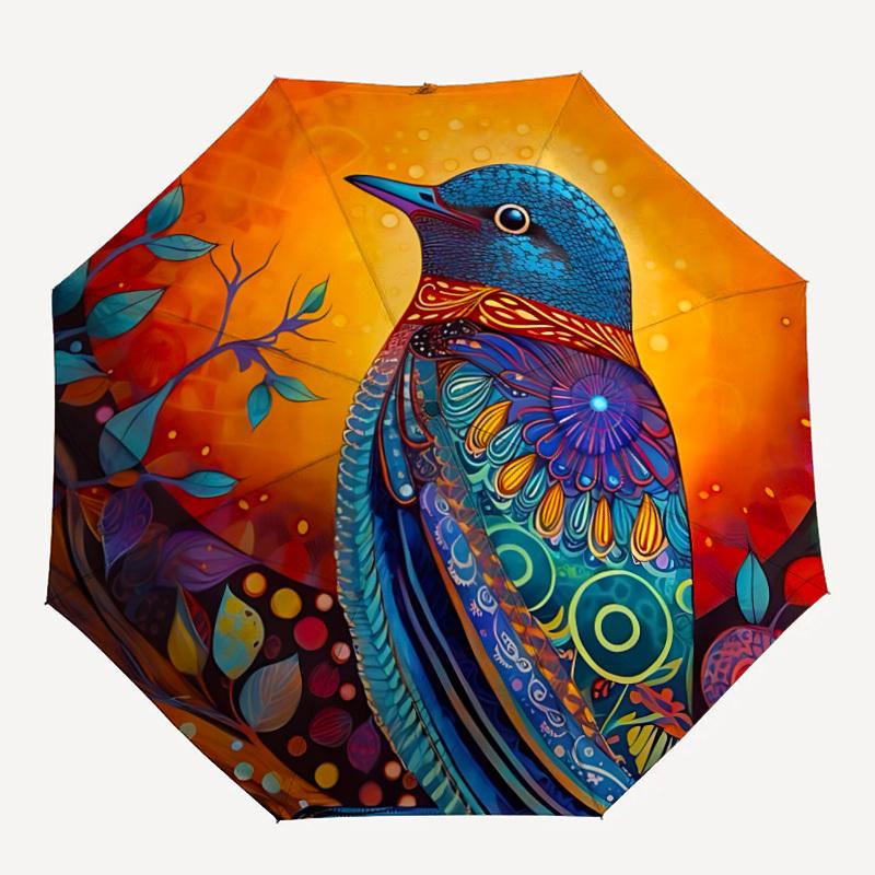 

1pc Zentangle Bird Automatic Open/Close Umbrella Compact Folding Umbrella, All-Season Portable Umbrella for Women/Men, Perfect Gift for Birthdays041