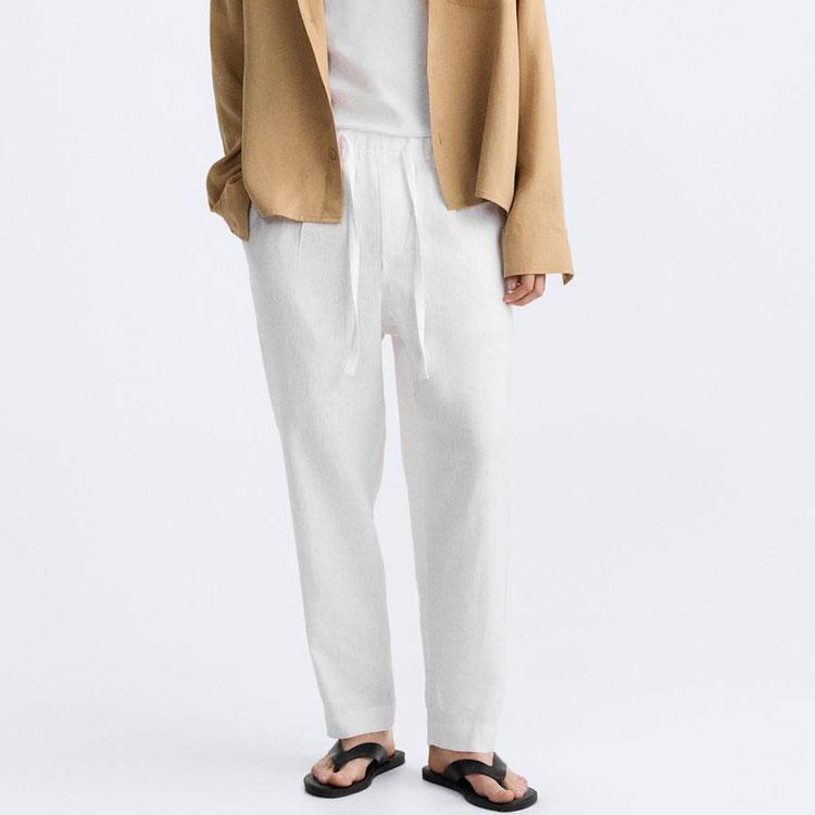 Zara Fashionable Simple Versatile Straight Casual Pants Men bottoms White 2634600-250
