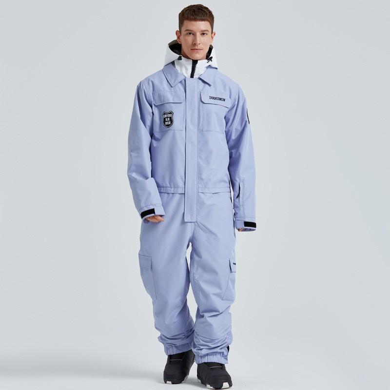 24pcs One-Piece Ski Suit Set Solid Color Unisex Outdoor Snowboard Windproof Waterproof Warm Thick Gear