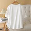 Design con Inserti in Pizzo per Donna Top alla Moda Largo Girocollo T-shirt Stylish a Maniche Corte