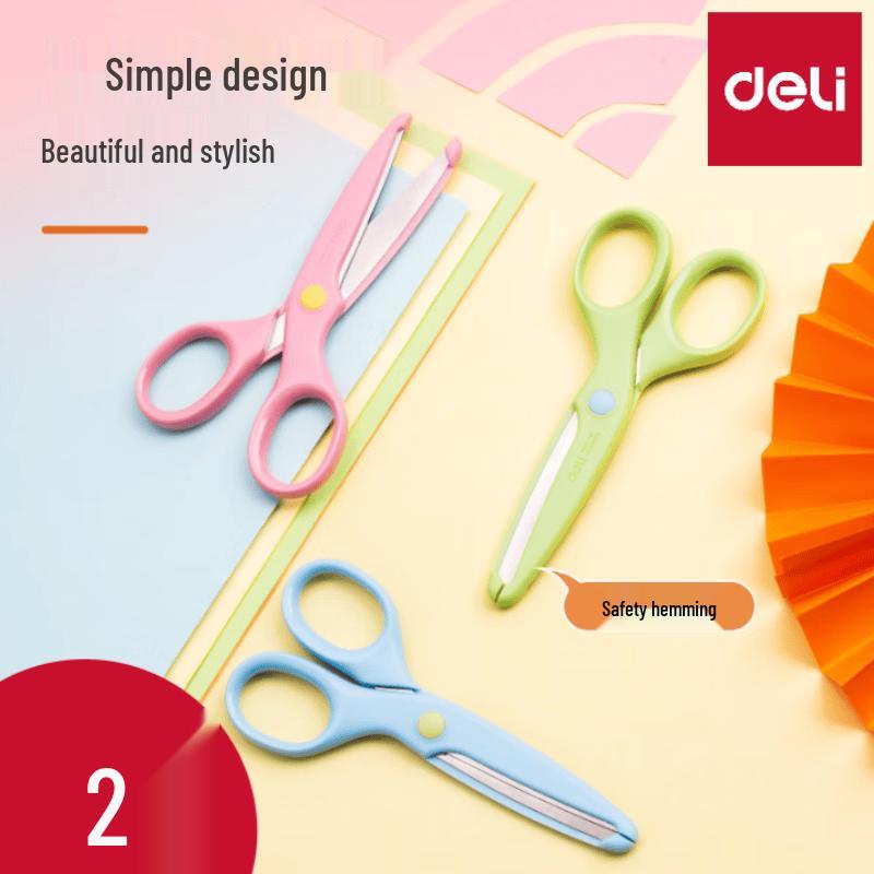 Deli 6023 Student Safety Craft Scissors (2-Pack, Random Color)