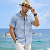 Men's Vintage Button Down Bowling Shirts Shhort Sleeve Summer Beach Shirt