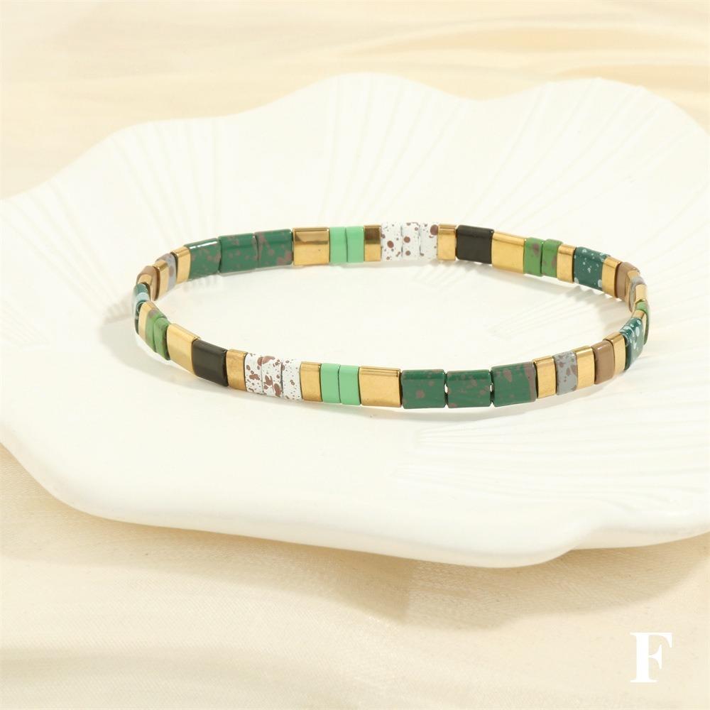 Geometric Type Elastic Bracelet Colorful Stackable Bracelet Fashion Tila Beads Bracelet  Women