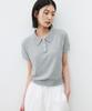 SUARE WOMEN Cotton Boucle Button Collar Knit Melange Gray