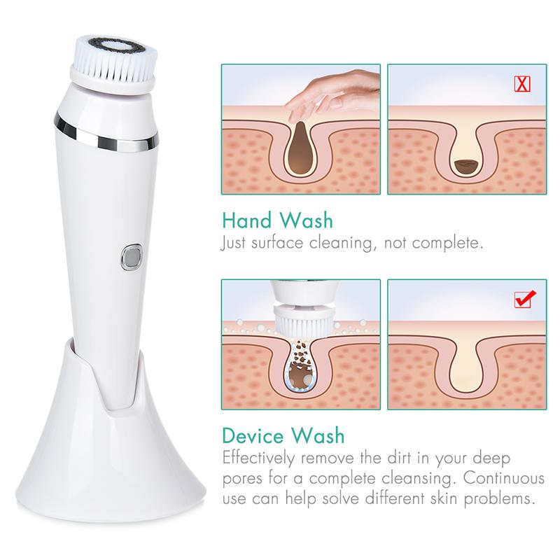 New Arrival Skin Care Device Facial Massager Electric Facial Cleansing Brush Waterproof Soft Silicone Face Washing Brush