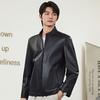 FAPAI Men's Genuine Sheepskin Stand-Collar Leather Jacket