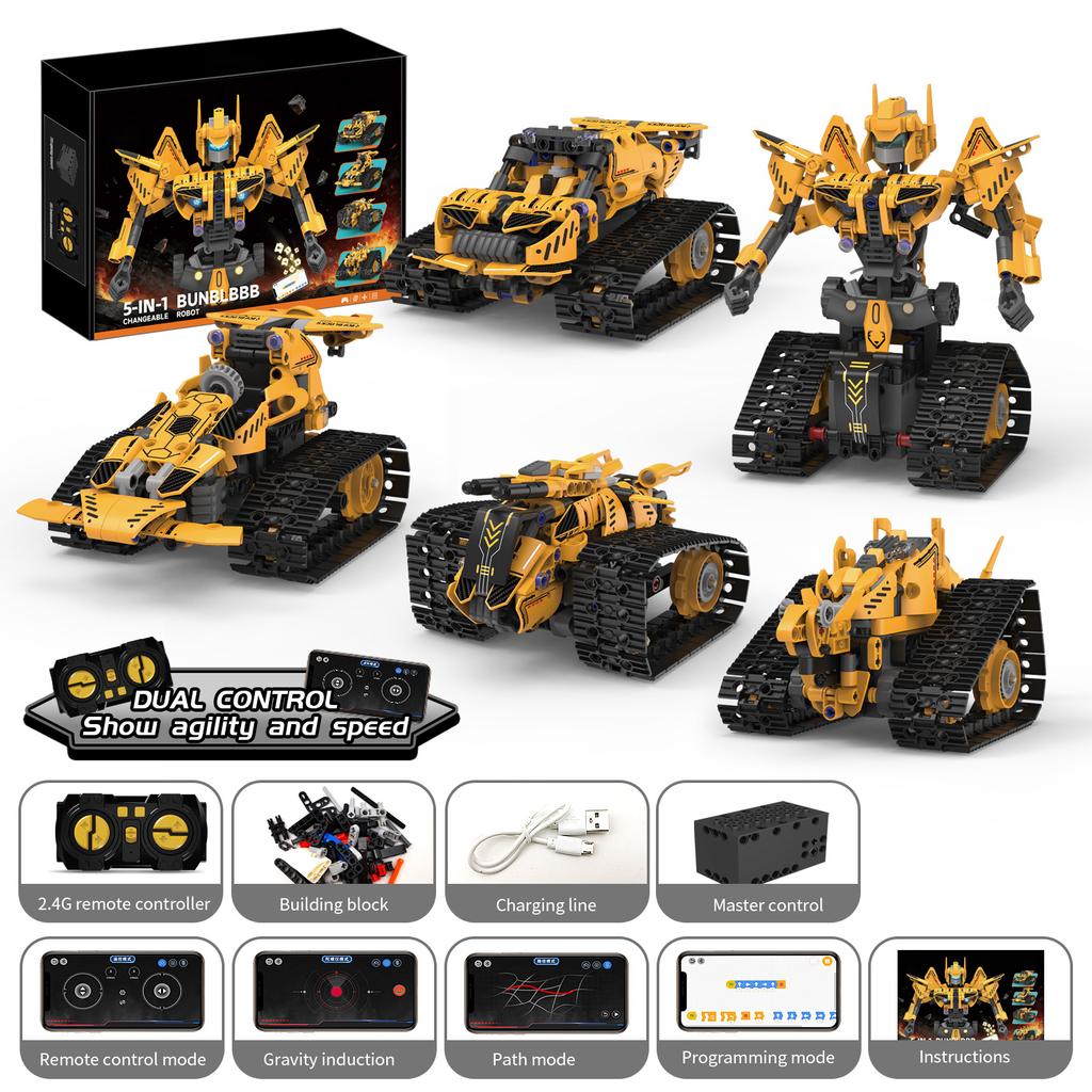 373Pcs Programmable Electric Remote Control 5-In-1 Robot Building Blocks Toy, Creative Home Toy Ornament, Boy'S Birthday Gift