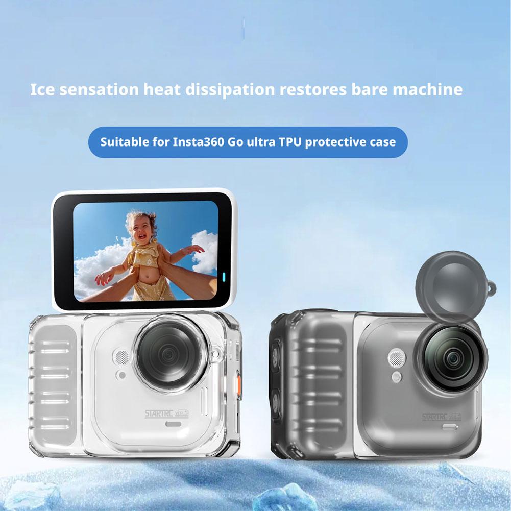 For Insta360 Go Ultra TPU Protective Cover Ice Sensation Heat Dissipation Case With Lens Cap Lanyard Anti Drop Protective Case