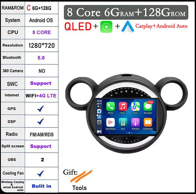 9 Inch 2.5D Touch Screen For BMW Mini 2010 2011 2012 2013 - 2016 Android 14 4G Lte Car Multimedia Player Video GPS Navigation