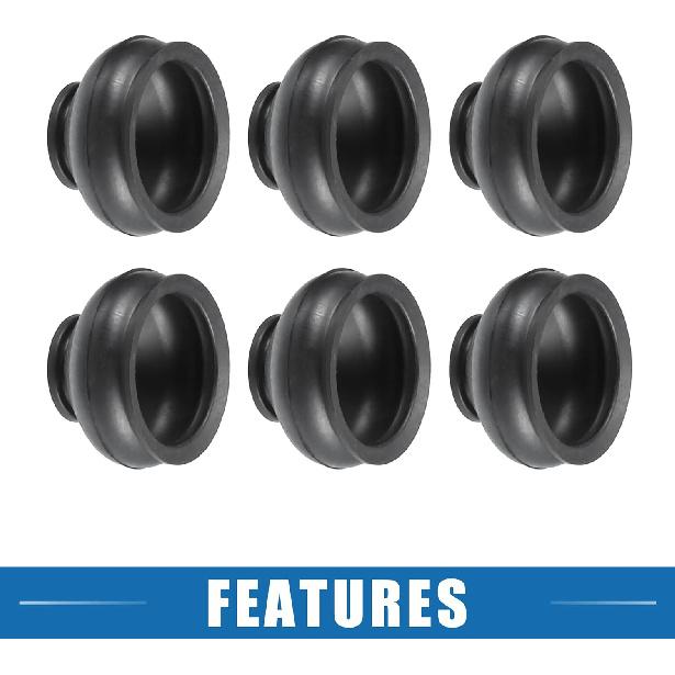 Universal Car Turn to Rod Arm Ball Joint Head Dust Protection Car Suspension Steering Parts Rubber Black (Set of 6)