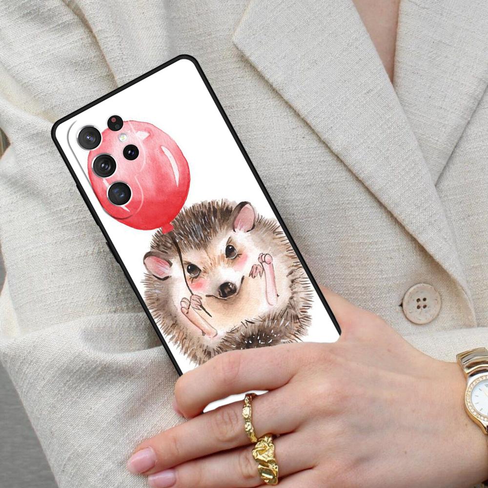 Hedgehog and Balloon Cell Phone Case for Samsung Galaxy S26 Ultra S25 S24 S23 S22 S21 S20 Note10 Cover