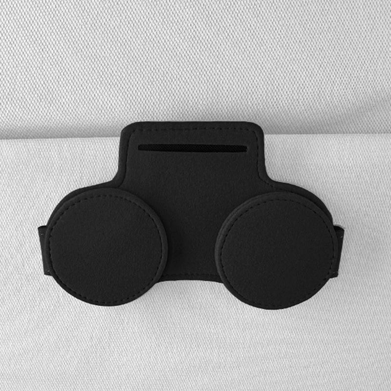 Sunglasses Car Holder Eyeglass Hanger Clip For Car Sun Visor Double Clip Magnetic Leather Storage For Automotive Accessory Decor