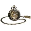 TREEWETO Pocket Watch Hand Wind Antique Mechanical Skeleton Chain Men's Bronze