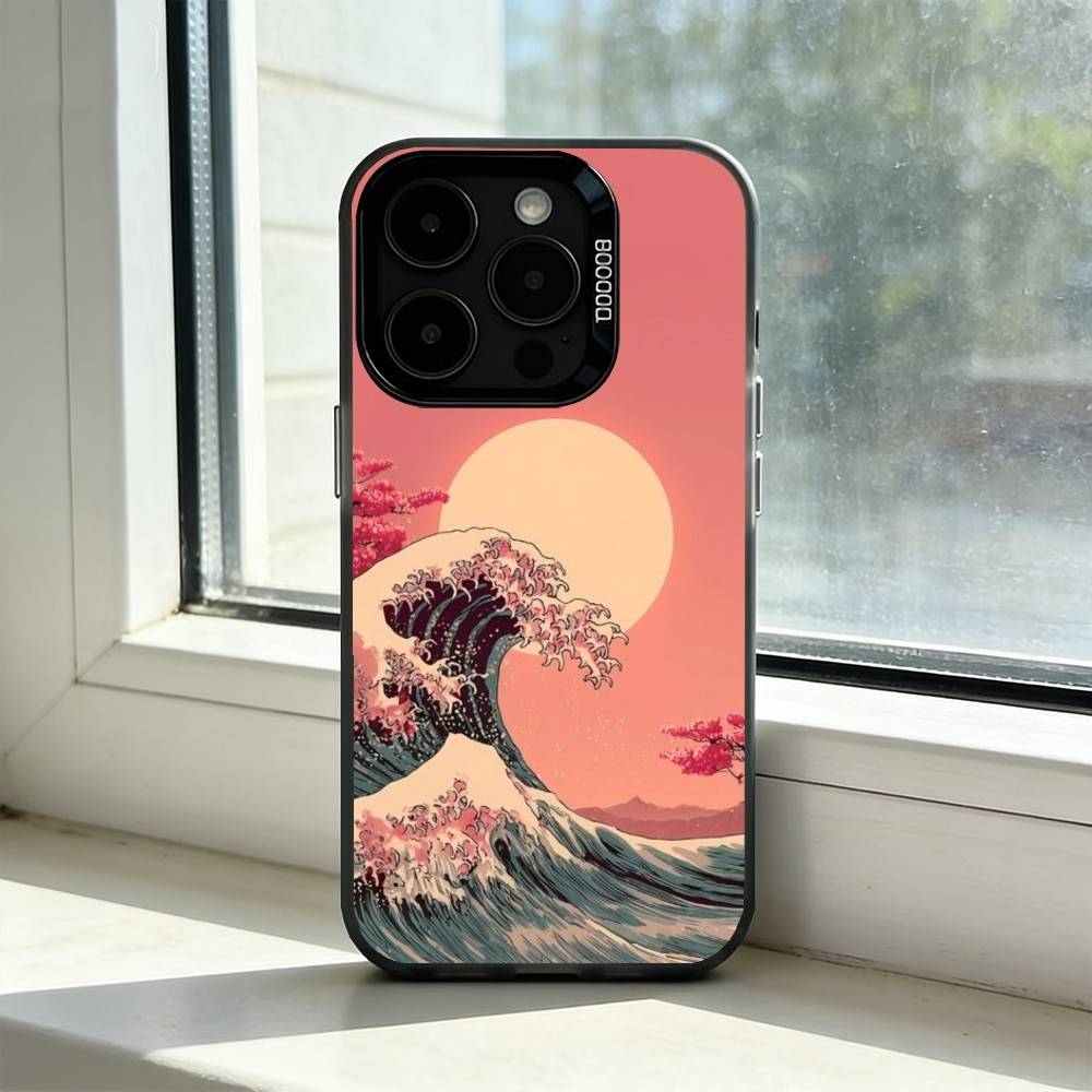 The Great Wave Off K-Kanagawa Phone Case For iPhone 17,16,15,14,13,12,11 Plus,Pro Max,XS,Colorful Silver Black Cover