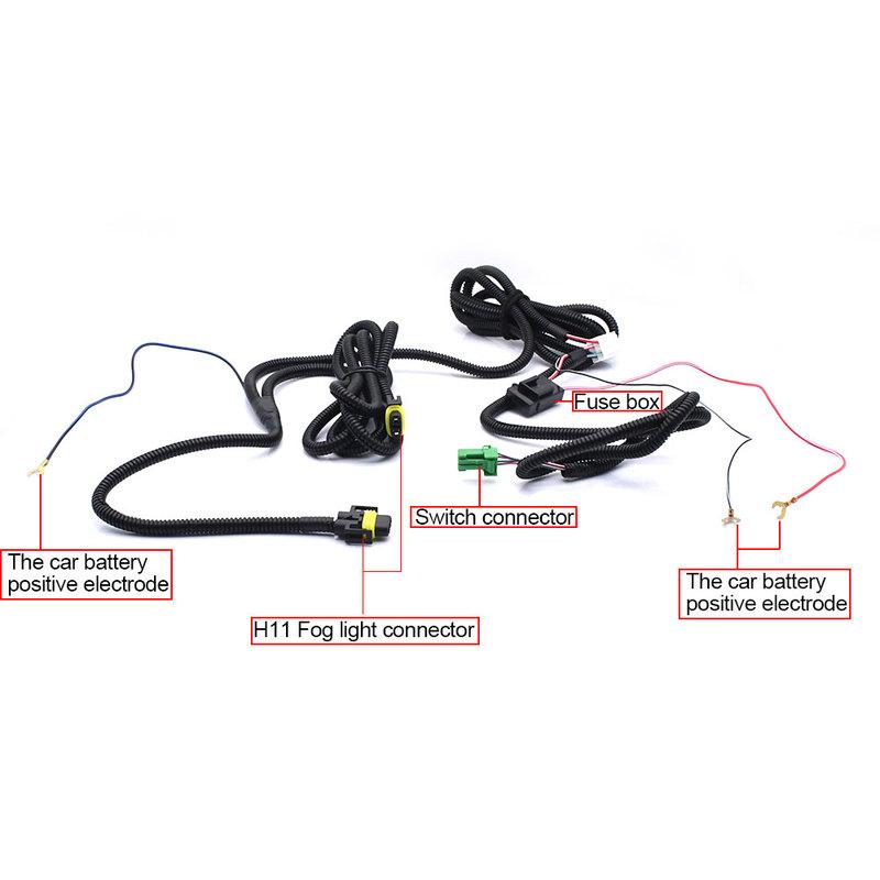 H11 H8 H16 Fog Light Lamps Wiring Harness LED Indicator Switch Kit 12V 40A Relay