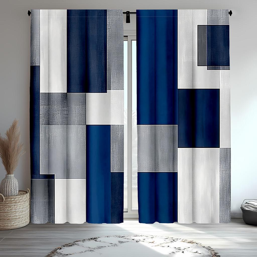 2pcs Multicolored grid printed curtains, pole bag curtains in multiple sizes of 30*65, home decoration, room decoration