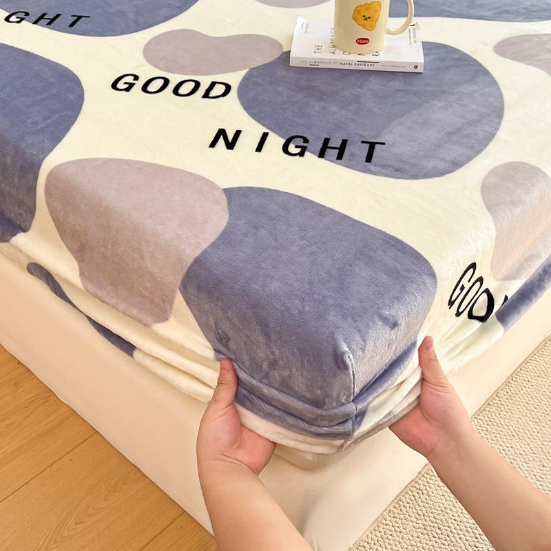Flannel Bed Sheet Winter Warm Plush Fitted Sheet Soft Mink Cashmere Bed Linen Mattress Cover Elastic Bedspread