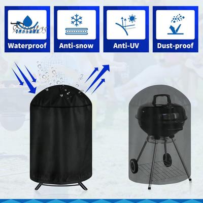 Runde Grillabdeckung mit verstellbarem Kordelzug, strapazierfähig, wasserdicht, winddicht, UV- und wetterbeständig, für den Außenbereich, Grillstaub- und Regenschutz
