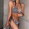 New Triangular Swimsuit Female Sexy Slim Internet Celebrity Checkerboard Fashion Straps Split Skirt Bikini Bikini