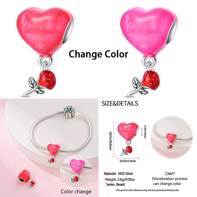 Copper Red Color Collection Heart Shape Charm Bead Charms Bead Charms Suitcase Pendant Compatible With Authentic Bracelets Lucky Jewellery Gifts