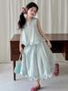 Girls' Summer Fresh Style 2026: Sleeveless Ruffle Top & Bud Skirt Two-Piece Set for Kids