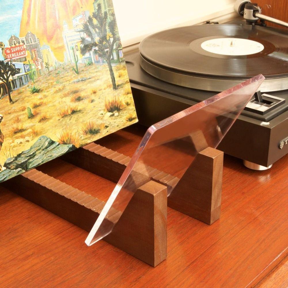 Retro Solid Walnut Vinyl Record Holder Space Saving Adjustable Record Stand Portable CD Racks
