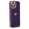 For iPhone 15 Slim TPU Case 6D Electroplating Love Heart Anti-Drop Phone Cover
